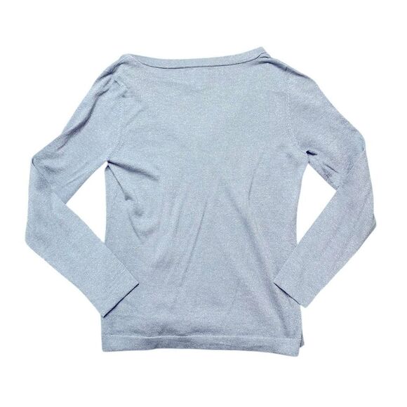 NIC+ZOE V Neck Long Sleeve Shimmer Sweater Tee Blue Size PP / Size 0P - Size 2P - Picture 4 of 8